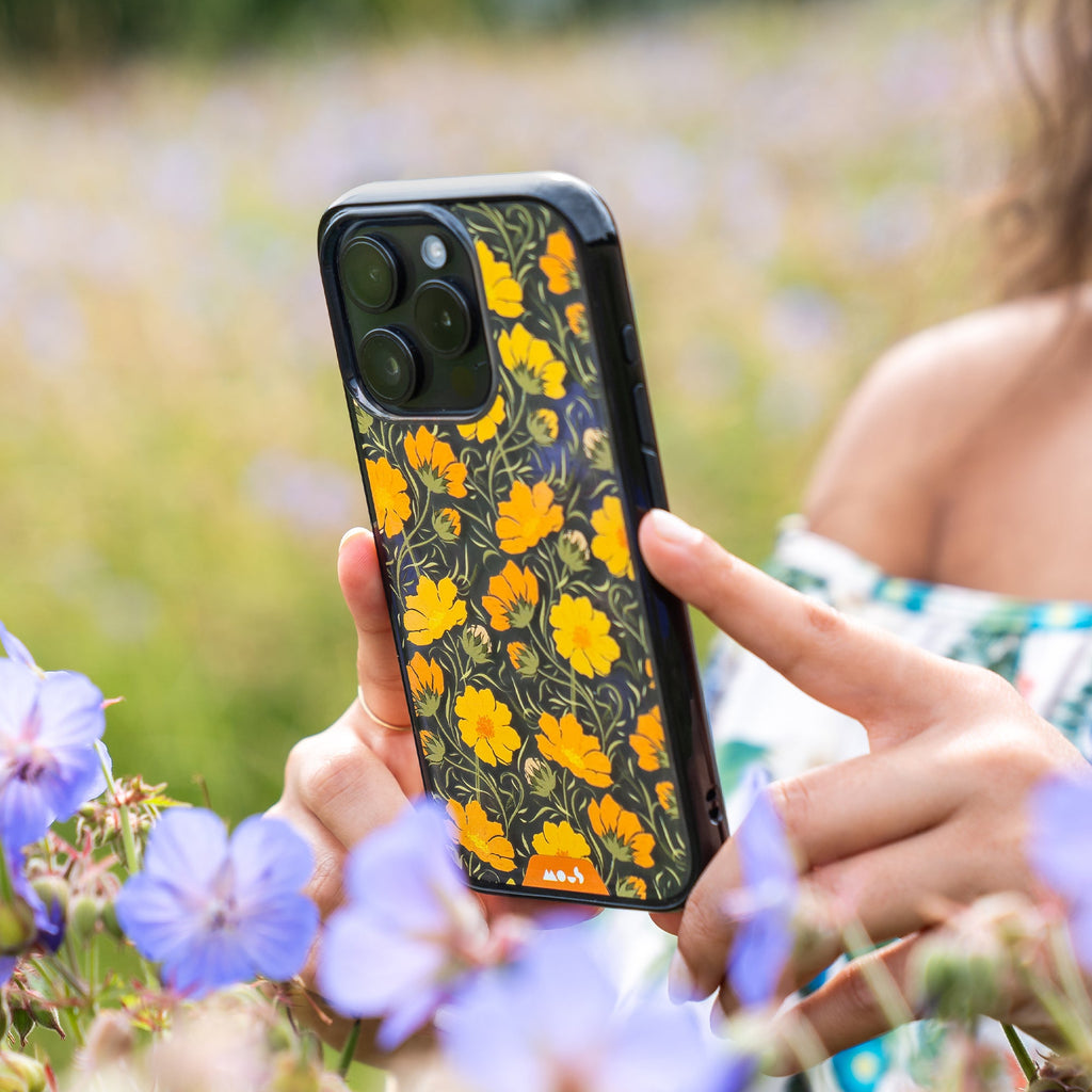 Mous Flowers Printed Phone Case Cosmos Orange Clarity