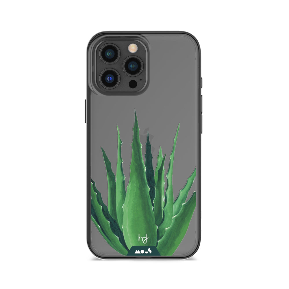 Clear Protective Phone Case Transparent Qi Wireless Charging Spiky Plant Aloe Vera Henry Fraser Design | iPhone 15 Pro,iPhone 15 Pro Max