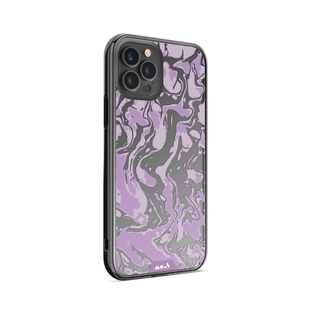 Clear Protective Phone Case Transparent Qi Wireless Charging Marbled Lilac Purple Design |