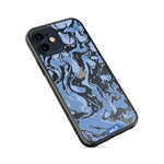 Clear Protective Phone Case Transparent Qi Wireless Charging Marbled Sky Blue Design | iPhone 12,iPhone 12 mini