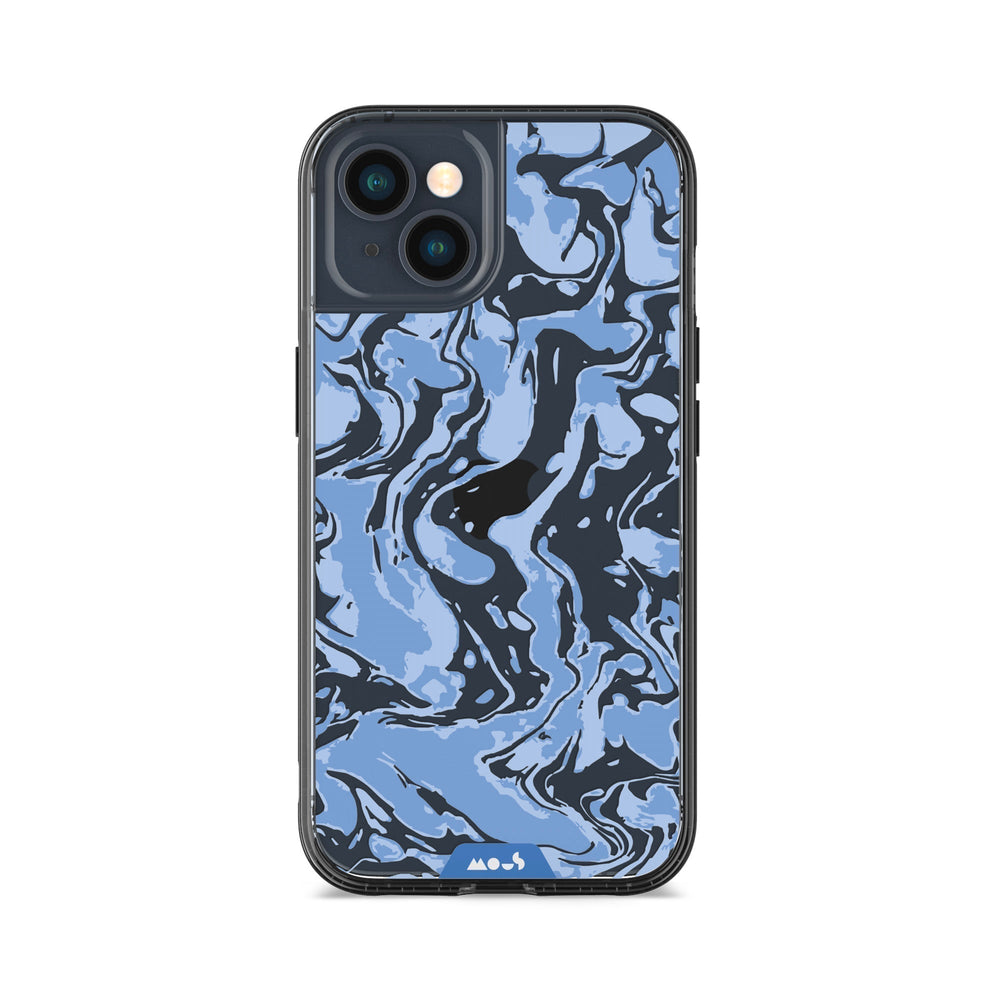Clear Protective Phone Case Transparent Qi Wireless Charging Marbled Sky Blue Design | iPhone 13,iPhone 13 mini