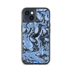 Clear Protective Phone Case Transparent Qi Wireless Charging Marbled Sky Blue Design | iPhone 13,iPhone 13 mini