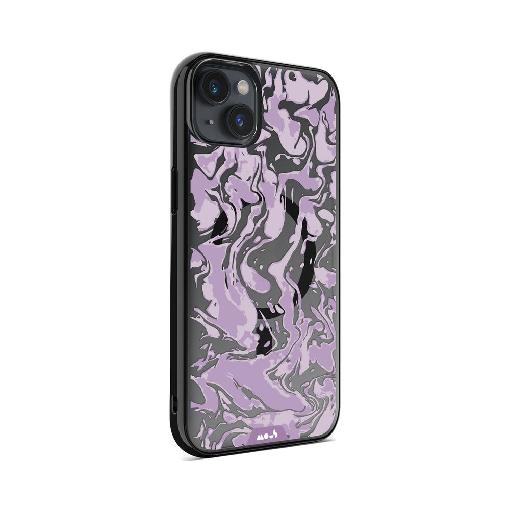 iPhone Magsafe Compatible Marbled Lilac Purple Clear Case Protective | iPhone 14 Plus,iPhone 14,iPhone 15,iPhone 15 Plus