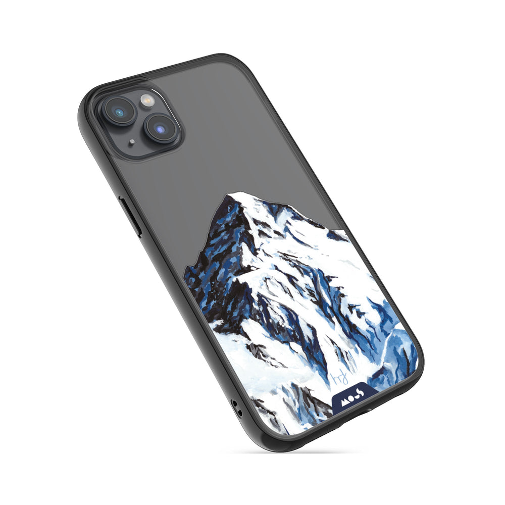Clear Protective Phone Case Transparent Qi Wireless Charging Snow Mountain K2 Henry Fraser Design | iPhone 14 Plus,iPhone 14,iPhone 15,iPhone 15 Plus