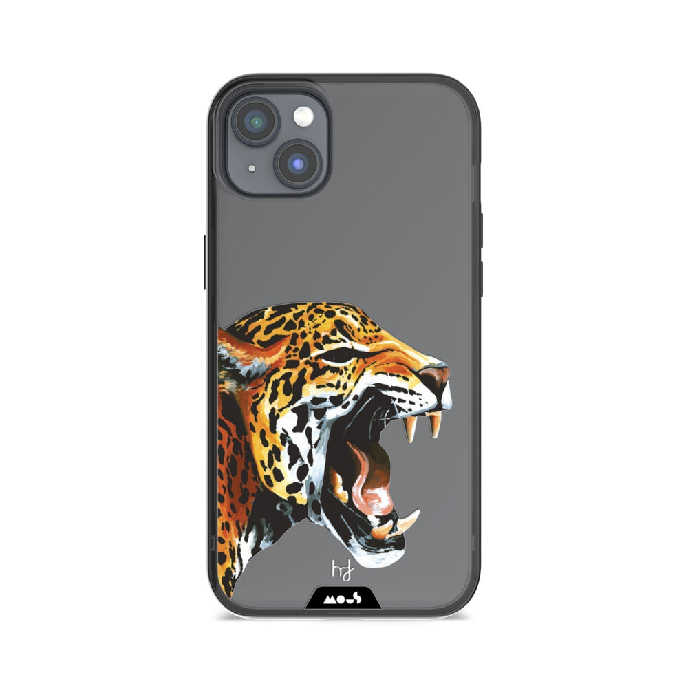 Clear Protective Phone Case Transparent Qi Wireless Charging Jaguar Cheetah Henry Fraser Design | iPhone 14,iPhone 14 Plus,iPhone 15,iPhone 15 Plus