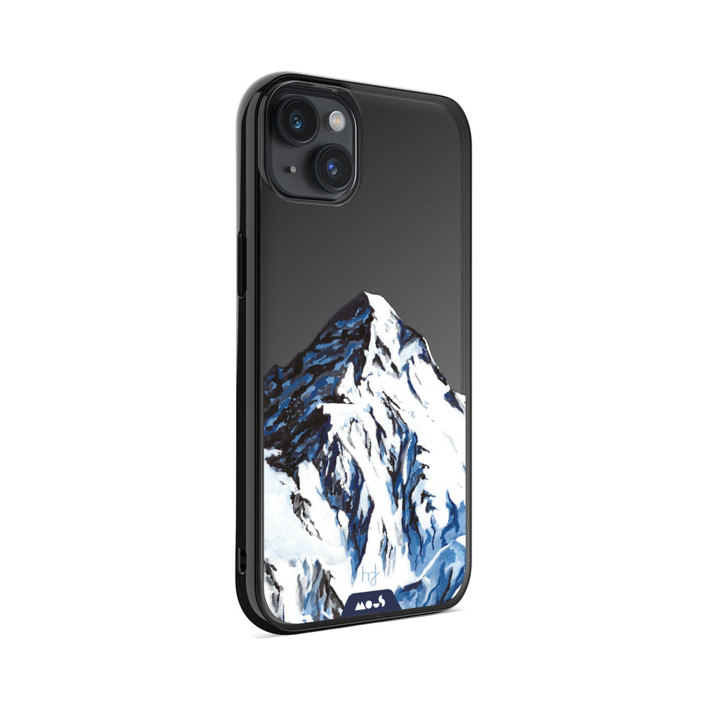 Clear Protective Phone Case Transparent Qi Wireless Charging Snow Mountain K2 Henry Fraser Design | iPhone 14 Plus,iPhone 14,iPhone 15,iPhone 15 Plus