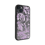 Clear Protective Phone Case Transparent Qi Wireless Charging Marbled Lilac Purple Design | iPhone 14 Plus,iPhone 14,iPhone 15,iPhone 15 Plus