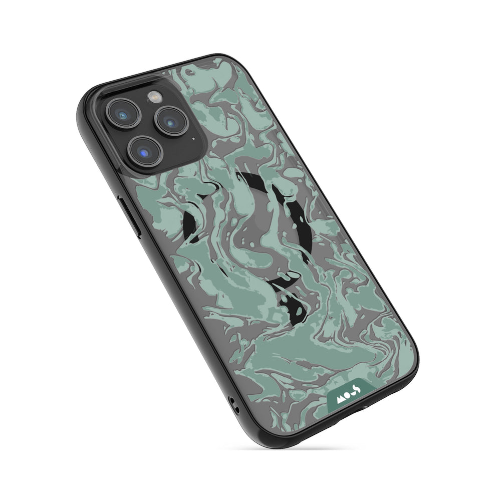 iPhone Magsafe Kompatibel Marmoriert Salbei Grün Klar Hülle Schutz | iPhone 14 ProiPhone 14 Pro MaxiPhone 15 ProiPhone 15 Pro Max
