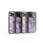 Clear Protective Phone Case Transparent Qi Wireless Charging Marbled Lilac Purple Design | iPhone 12 Pro Max,iPhone 12 Pro