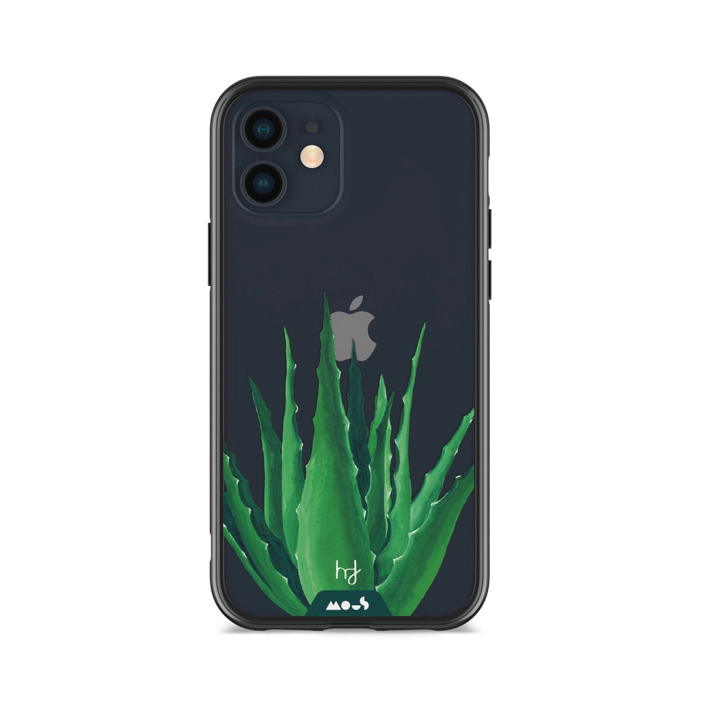 Clear Protective Phone Case Transparent Qi Wireless Charging Spiky Plant Aloe Vera Henry Fraser Design | iPhone 12,iPhone 12 mini
