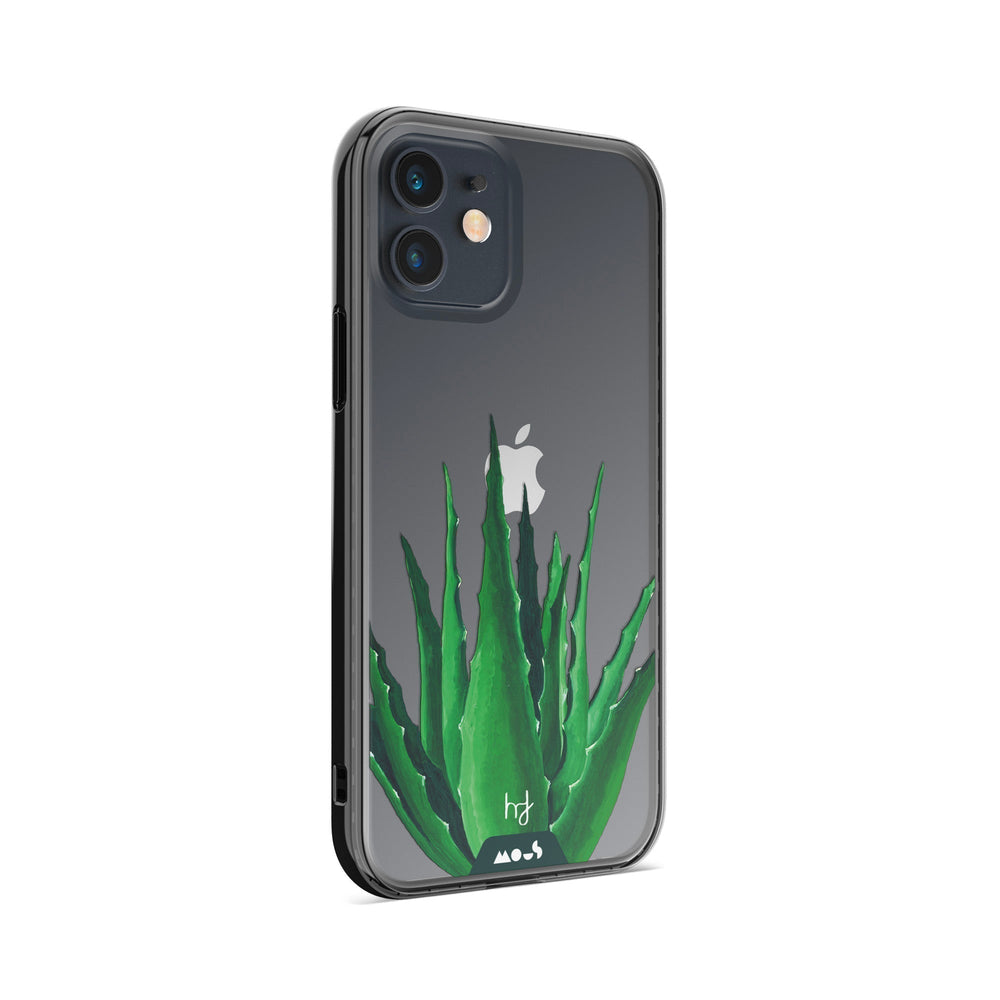 Clear Protective Phone Case Transparent Qi Wireless Charging Spiky Plant Aloe Vera Henry Fraser Design | iPhone 12,iPhone 12 mini