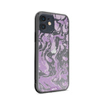 Clear Protective Phone Case Transparent Qi Wireless Charging Marbled Lilac Purple Design | iPhone 12,iPhone 12 mini