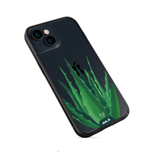 Clear Protective Phone Case Transparent Qi Wireless Charging Spiky Plant Aloe Vera Henry Fraser Design