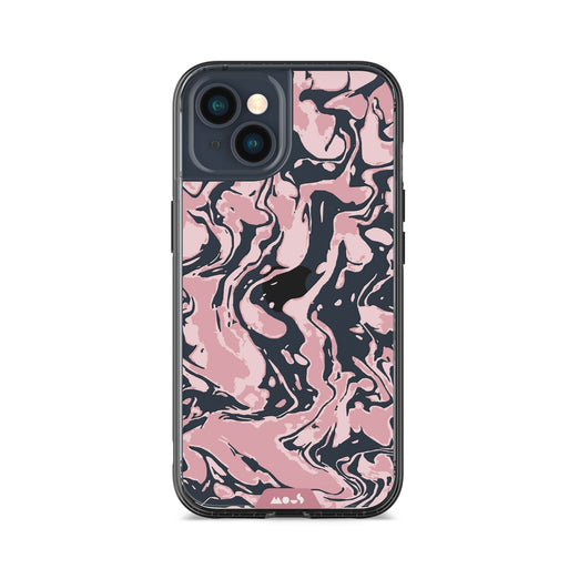Clear Protective Phone Case Transparent Qi Wireless Charging Marbled Dusky Pink Design