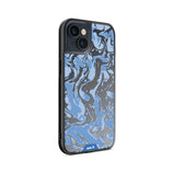 Clear Protective Phone Case Transparent Qi Wireless Charging Marbled Sky Blue Design