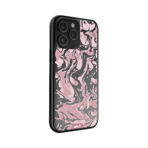 Clear Protective Phone Case Transparent Qi Wireless Charging Marbled Dusky Pink Design