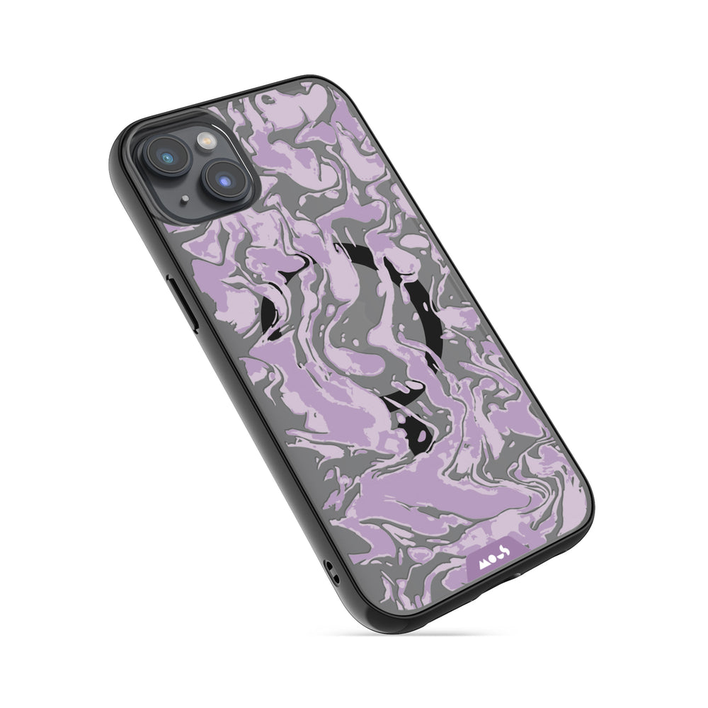 iPhone Magsafe Compatible Marbled Lilac Purple Clear Case Protective | iPhone 14 Plus,iPhone 14,iPhone 15,iPhone 15 Plus
