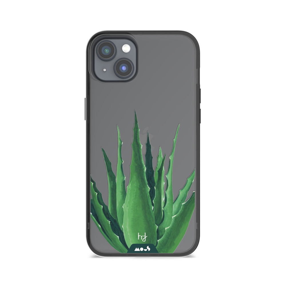 Clear Protective Phone Case Transparent Qi Wireless Charging Spiky Plant Aloe Vera Henry Fraser Design | iPhone 14 Plus,iPhone 14iPhone 15,iPhone 15 Plus