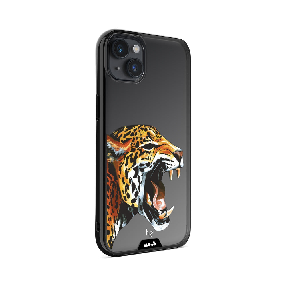 Clear Protective Phone Case Transparent Qi Wireless Charging Jaguar Cheetah Henry Fraser Design | iPhone 14,iPhone 14 Plus,iPhone 15,iPhone 15 Plus