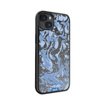 Clear Protective Phone Case Transparent Qi Wireless Charging Marbled Sky Blue Design | iPhone 14 Plus,iPhone 14,iPhone 15,iPhone 15 Plus