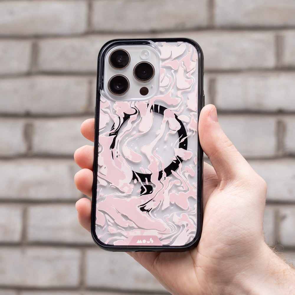 hover-image, iPhone Magsafe Kompatibel Marmoriert Dunkelrosa Transparente Schutzhülle | iPhone 14 ProiPhone 14 Pro MaxiPhone 14 PlusiPhone 14iPhone 15iPhone 15 PlusiPhone 15 ProiPhone 15 Pro Max